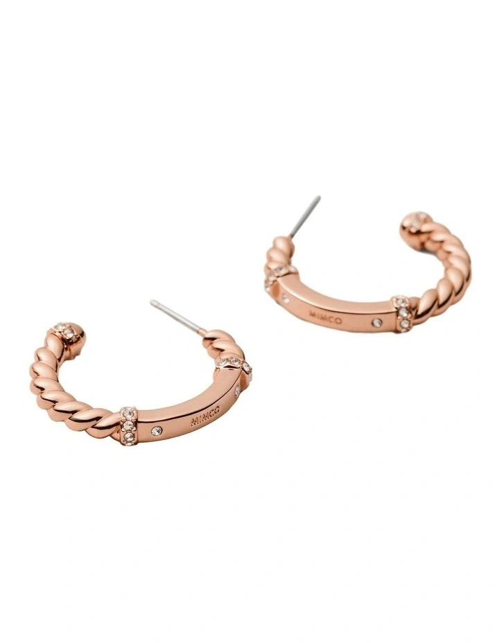 Hali Hoop Earrings Ear in Rose Gold image 3