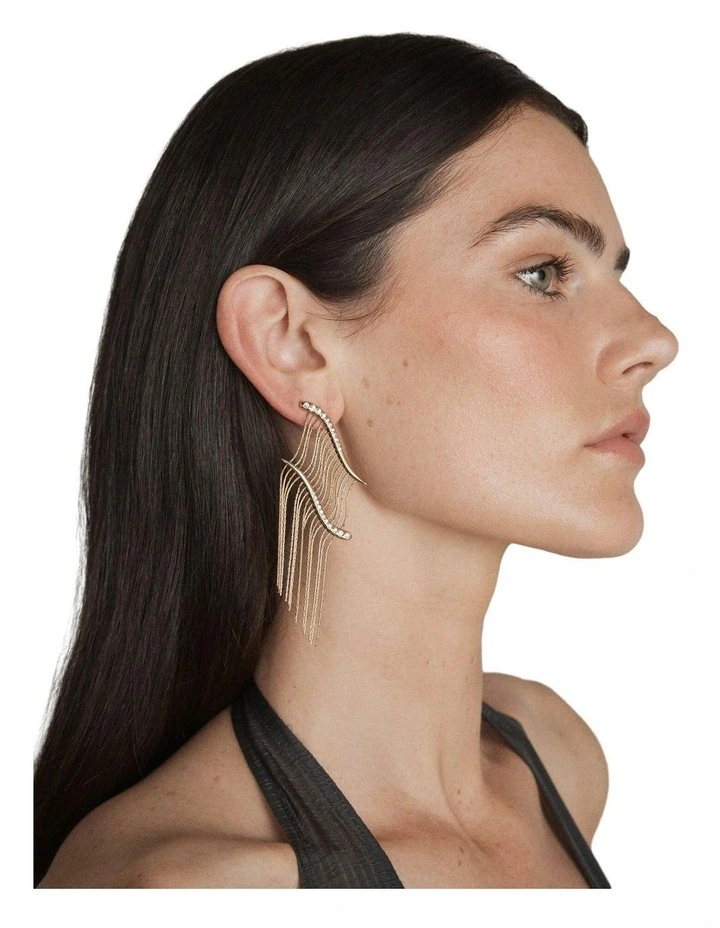 Sway Fringe Earrings Ear  in Gold image 2