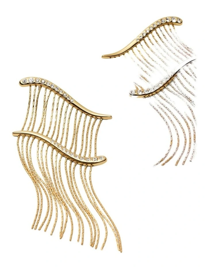 Sway Fringe Earrings Ear  in Gold image 3