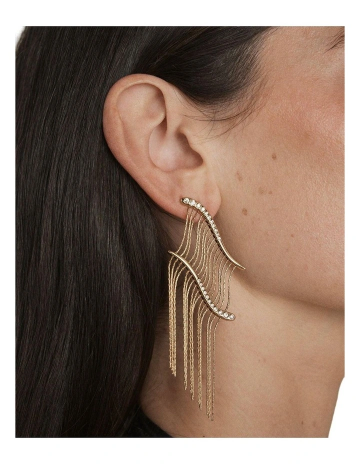 Sway Fringe Earrings Ear  in Gold image 4