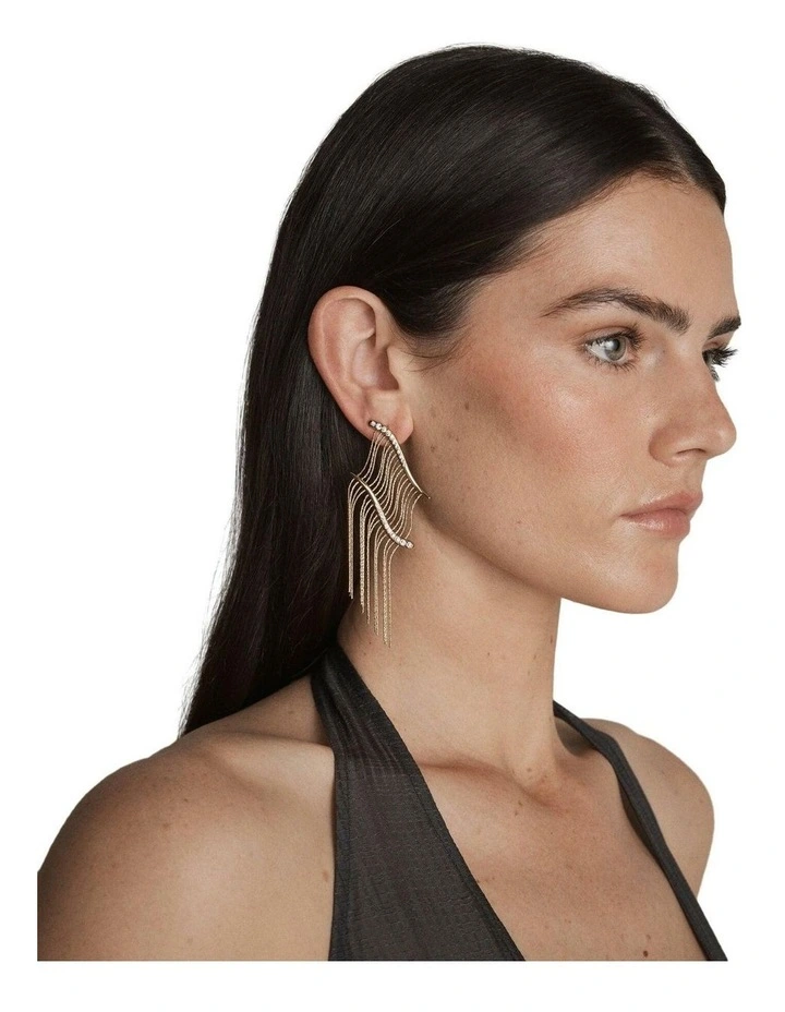 Sway Fringe Earrings Ear  in Gold image 5