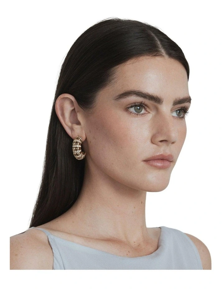 Sun Drift Hoop Earrings Ear  in Gold image 4