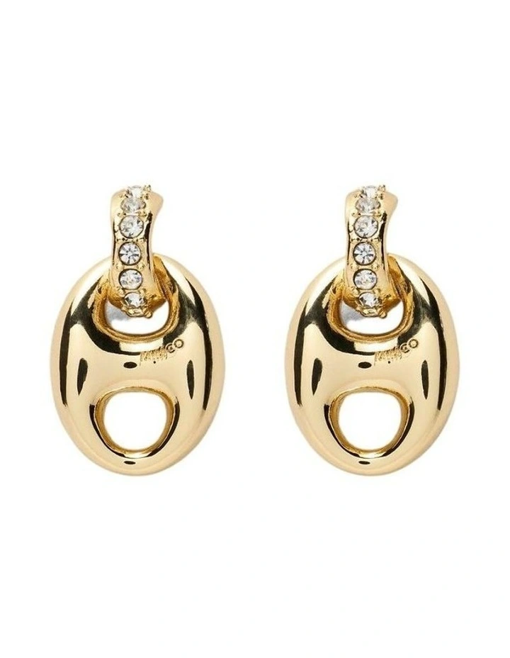 Marina Link Stud Earrings Ear in Gold image 1