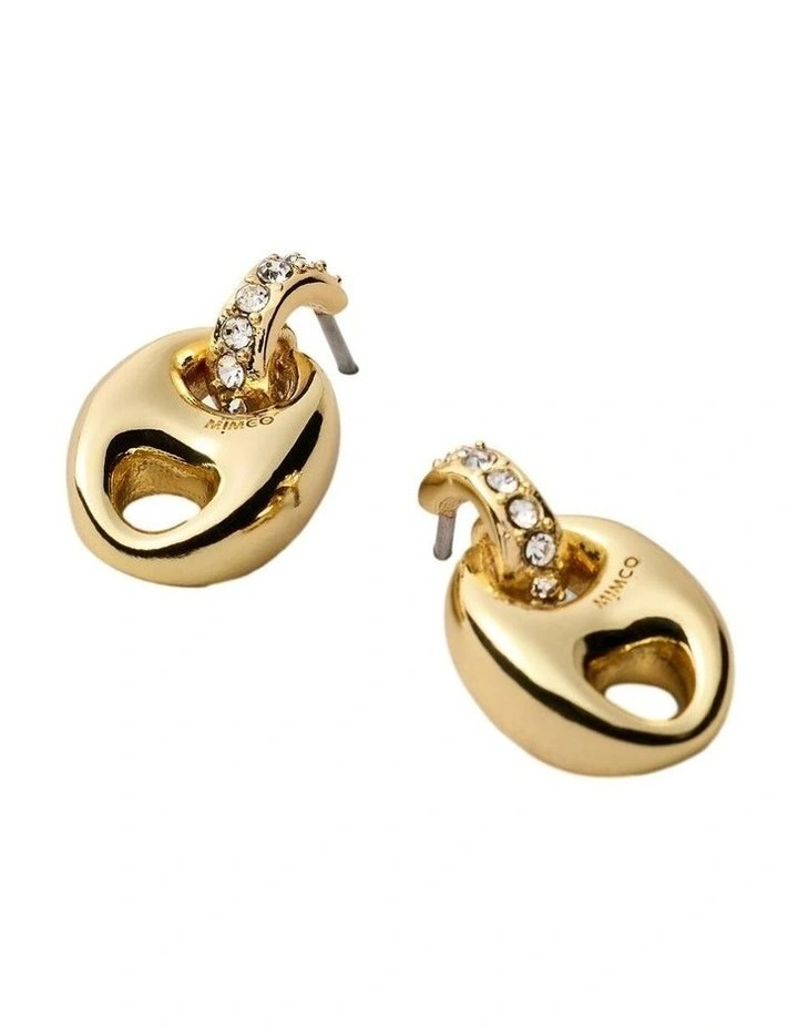 Marina Link Stud Earrings Ear in Gold image 2