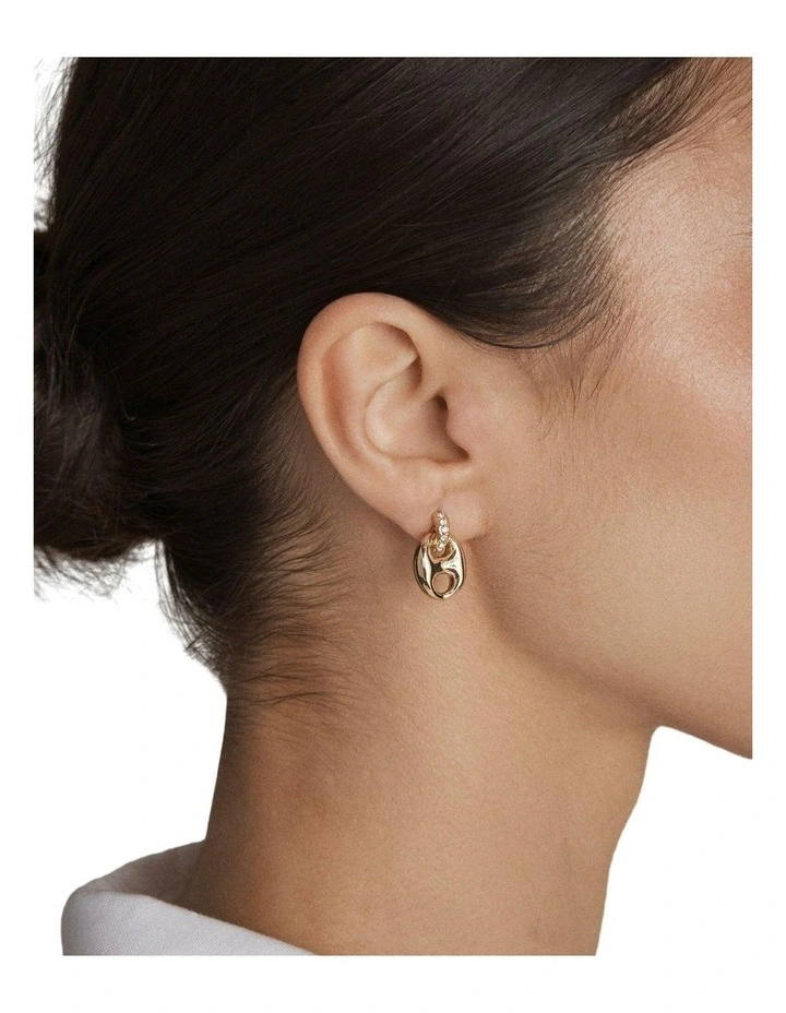 Marina Link Stud Earrings Ear in Gold image 4