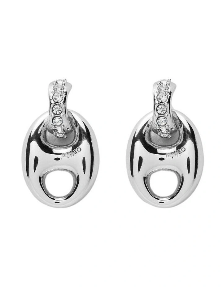 Marina Link Stud Earrings Ear in Silver image 1