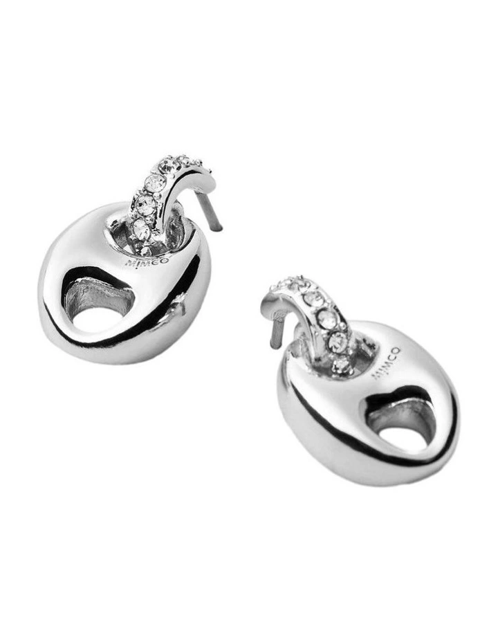 Marina Link Stud Earrings Ear in Silver image 3