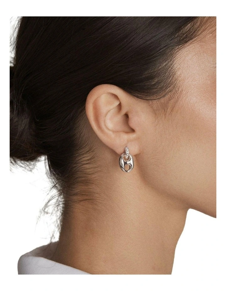 Marina Link Stud Earrings Ear in Silver image 4