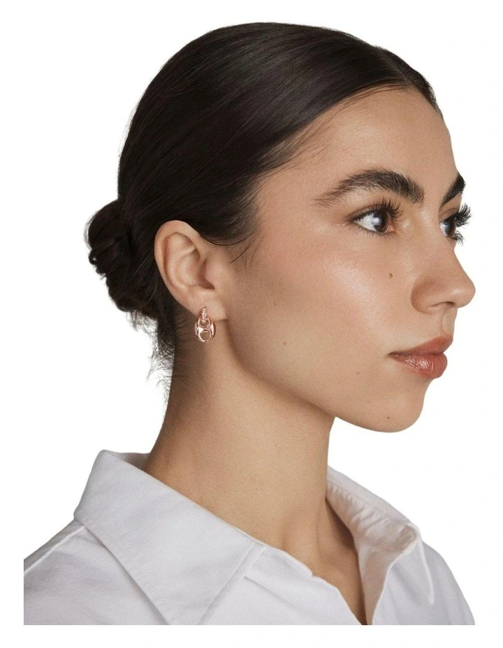 Marina Link Stud Earrings Ear  in Rose Gold image 3