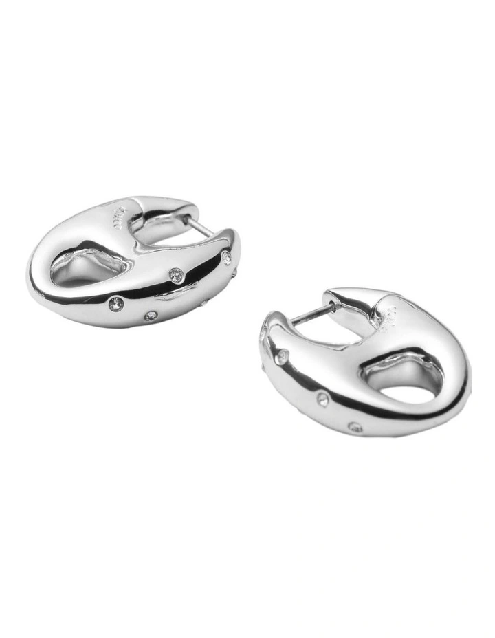 Marina Huggie Earrings Ear  in Silver image 3