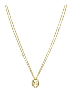 Marina Link Pendant Necklace Neck in Gold