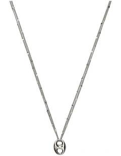 Marina Link Pendant Necklace Neck in Silver