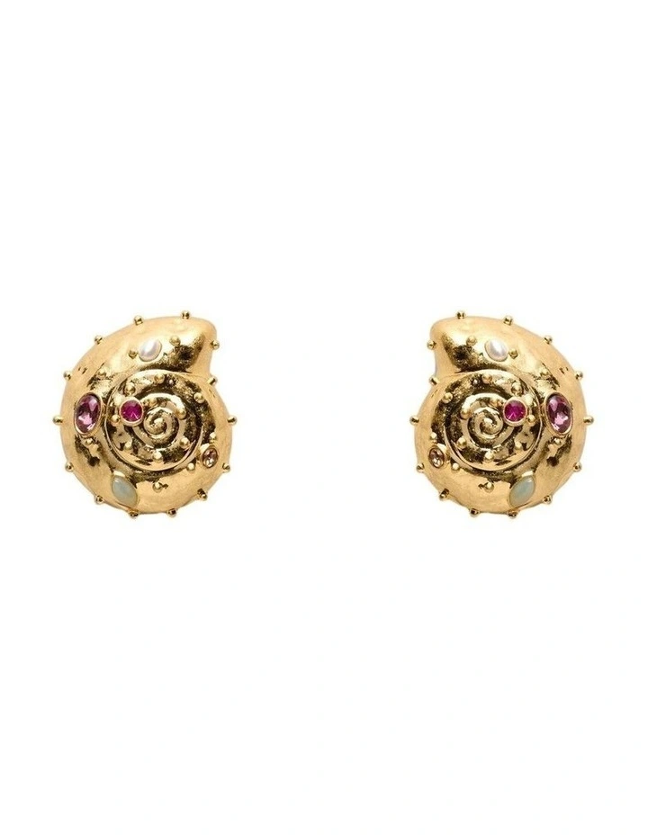 Nautilus Statement Stud Earrings Ear  in Gold image 1