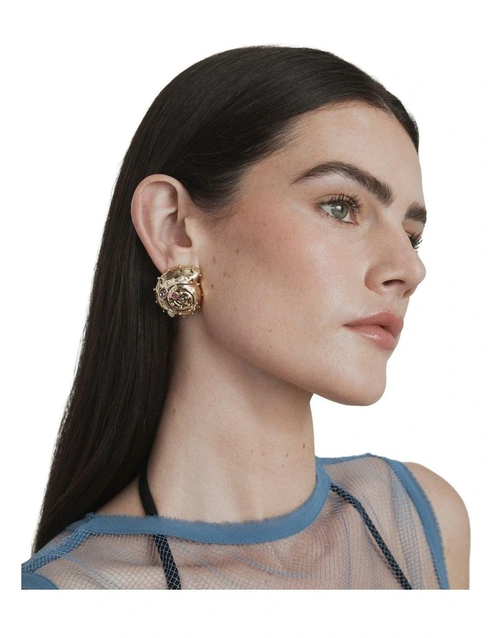 Nautilus Statement Stud Earrings Ear  in Gold image 3