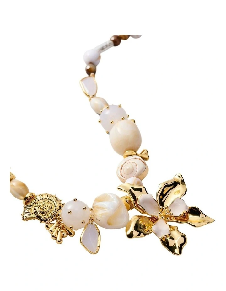 Oleander Statement Necklace Neck  in Off White image 3