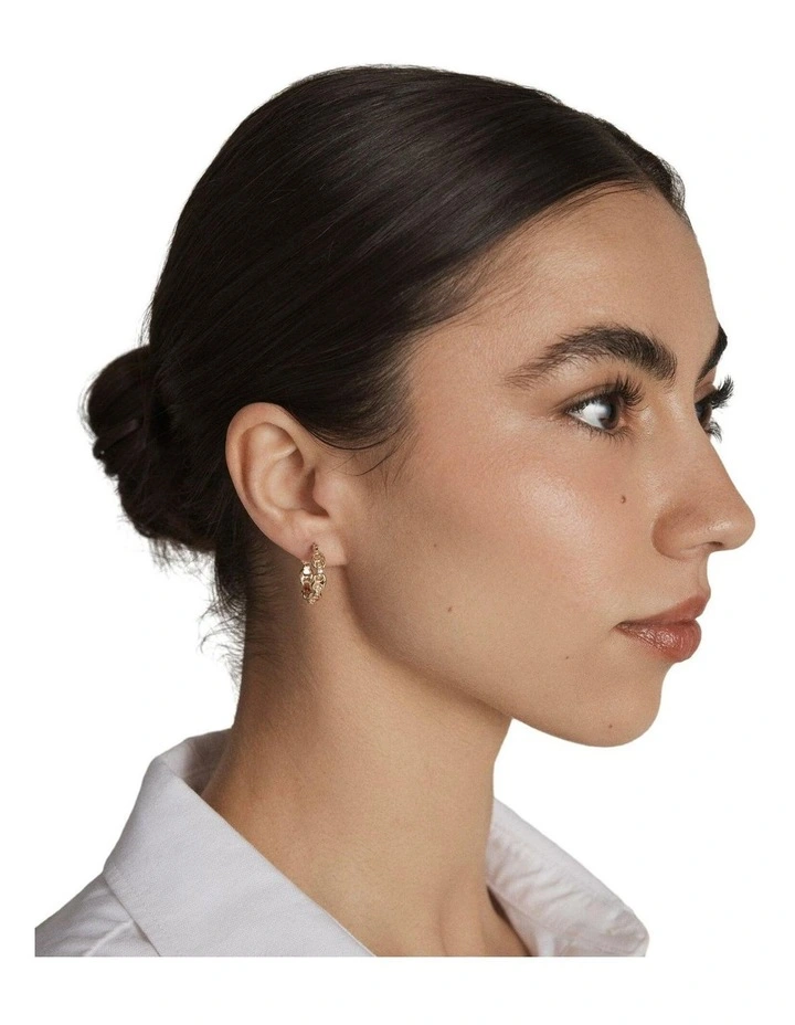 Marina Mini Hoop Earrings Ear in Gold image 2