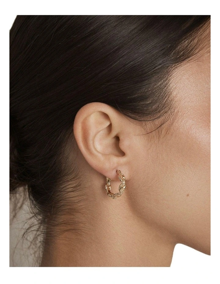 Marina Mini Hoop Earrings Ear in Gold image 4