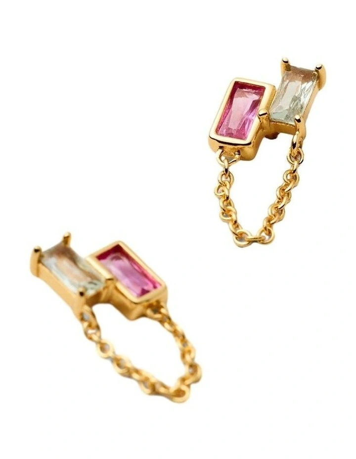 Emerge Chain 925 Sterling Silver Stud Earrings Ear  in Multicolour image 3