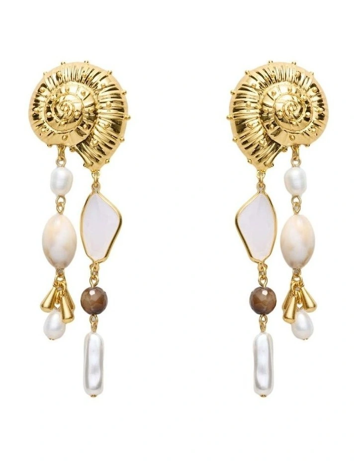 Nautilus Drop Earrings Ear  in Off White image 1