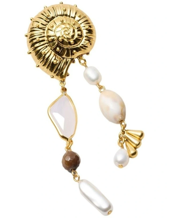 Nautilus Drop Earrings Ear  in Off White image 3