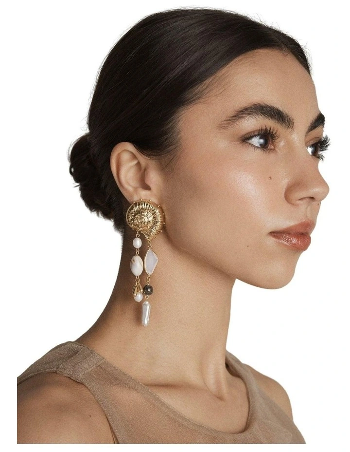 Nautilus Drop Earrings Ear  in Off White image 4