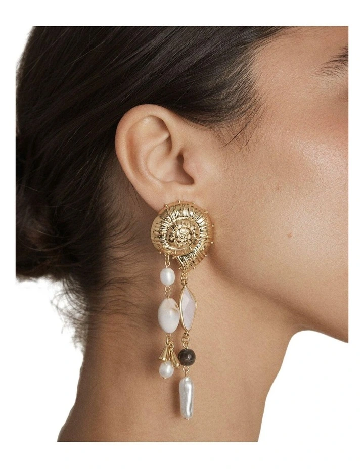 Nautilus Drop Earrings Ear  in Off White image 5