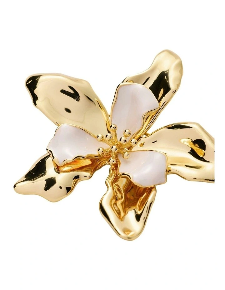 Oleander Brooch Neck  in Off White image 3