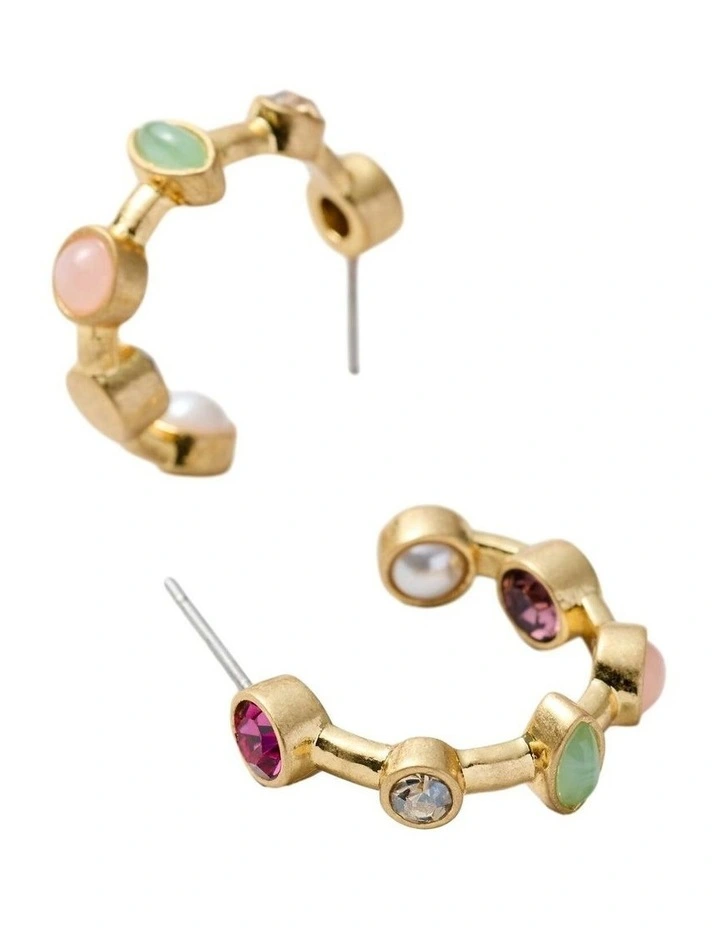 Refina Small Hoop Earrings Ear  in Multicolour image 3