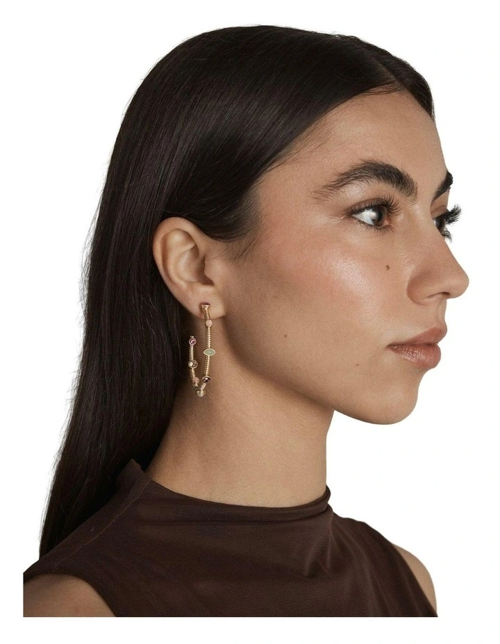 Refina Large Hoop Earrings Ear  in Multicolour image 2