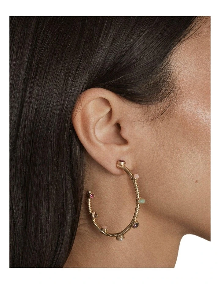 Refina Large Hoop Earrings Ear  in Multicolour image 4