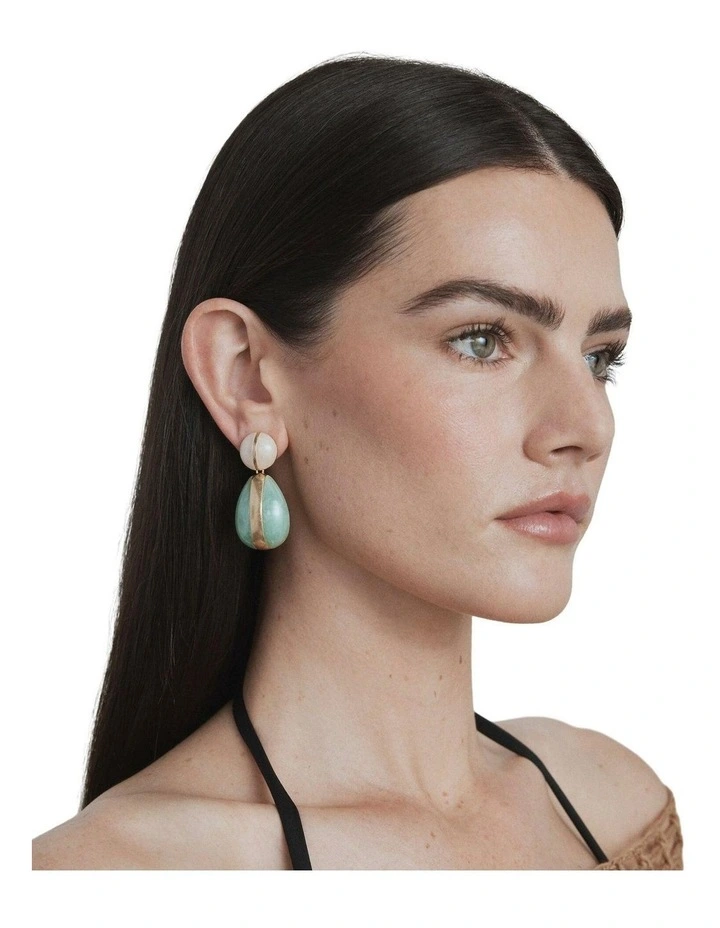 Serene Drop Earrings Ear in Mint image 2
