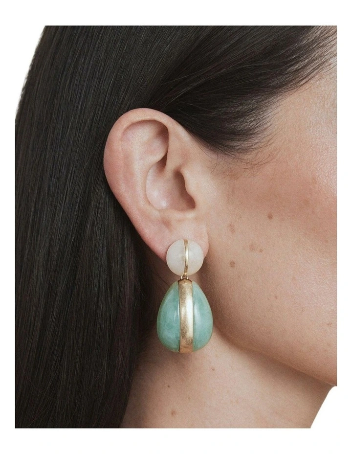 Serene Drop Earrings Ear in Mint image 4