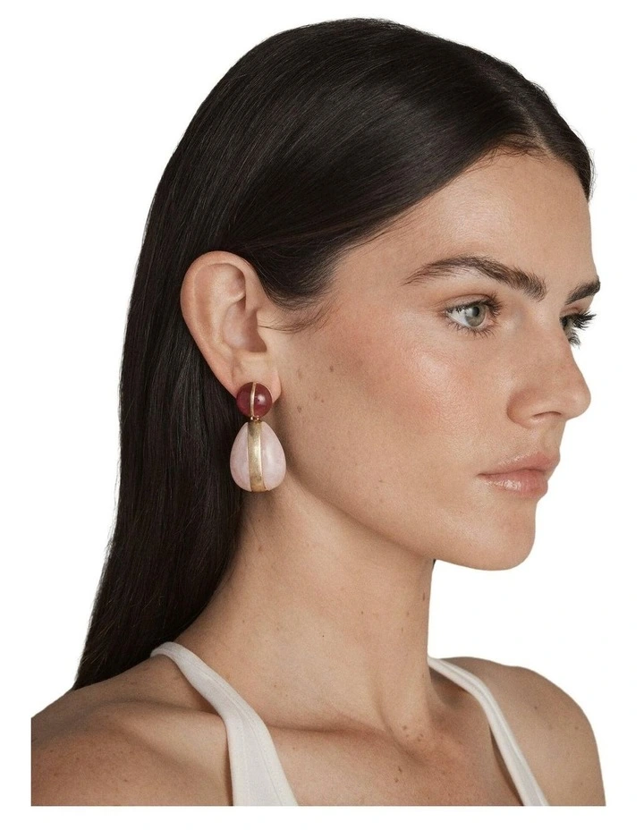 Serene Drop Earrings Ear in Fuchsia image 2