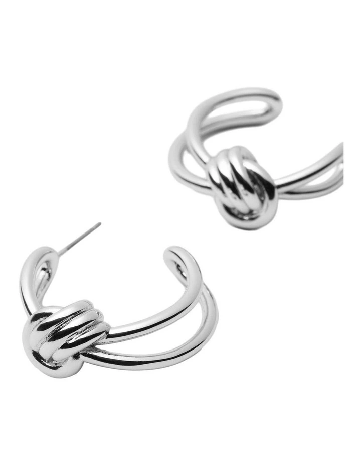 In Knots Hoop Earrings Ear in Silver image 3
