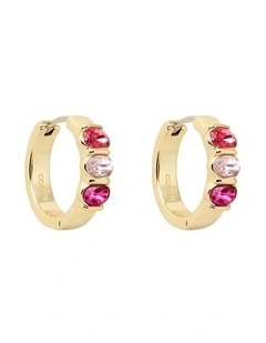 Kaleidos Huggie Earrings Ear in Fuchsia