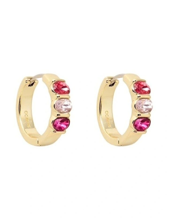 Kaleidos Huggie Earrings Ear in Fuchsia image 1