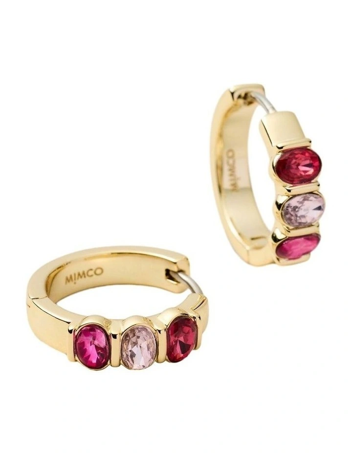 Kaleidos Huggie Earrings Ear in Fuchsia image 3