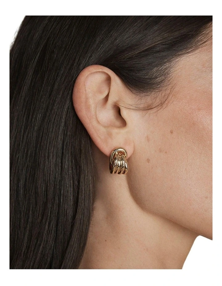 In Knots Stud Earrings Ear in Gold image 4