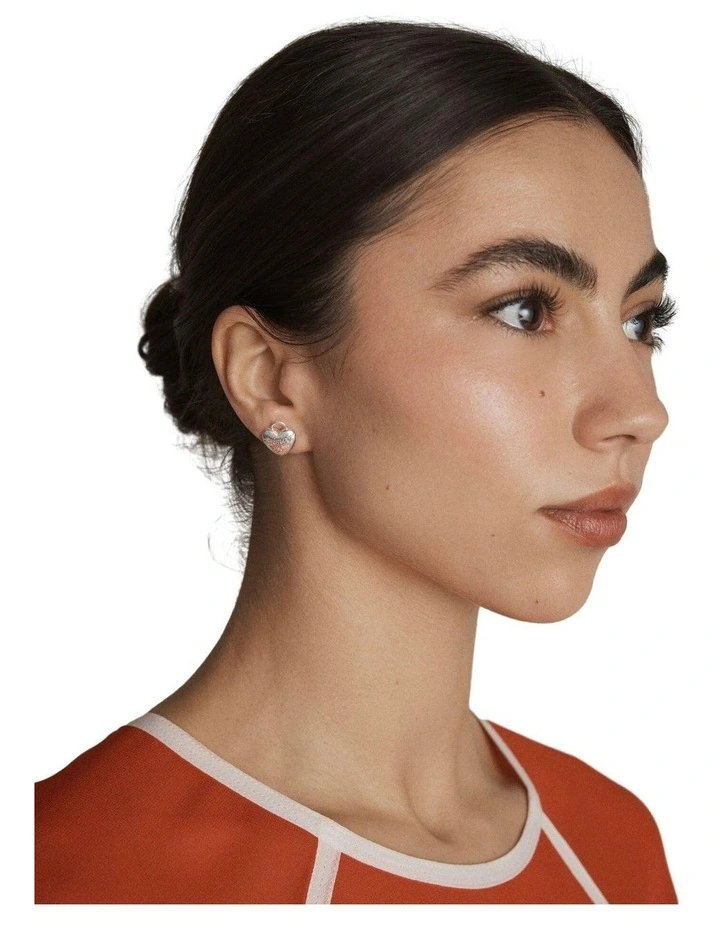 Love Bound Stud Earrings Ear in Silver image 2