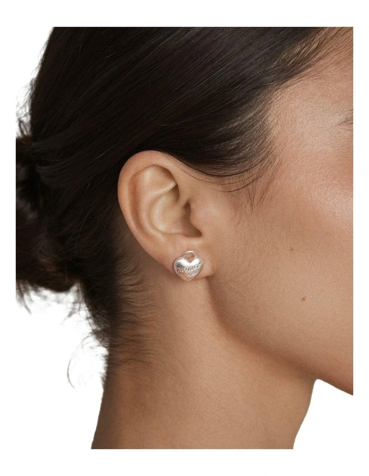 Love Bound Stud Earrings Ear in Silver image 4