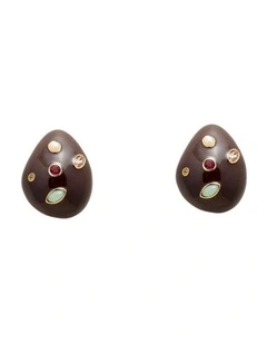 Lumina Large Stud Earrings Ear  in Chocolate