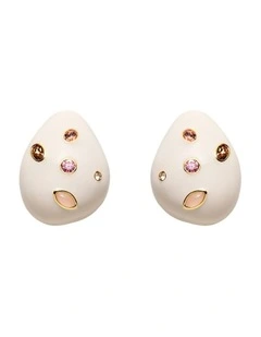Lumina Large Stud Earrings Ear in Off White