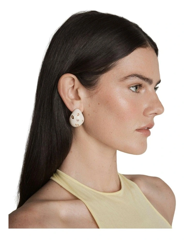 Lumina Large Stud Earrings Ear  in Off White image 2