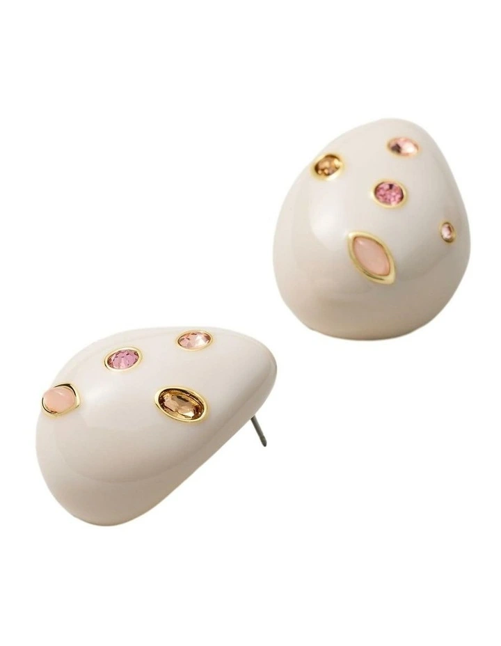 Lumina Large Stud Earrings Ear  in Off White image 3