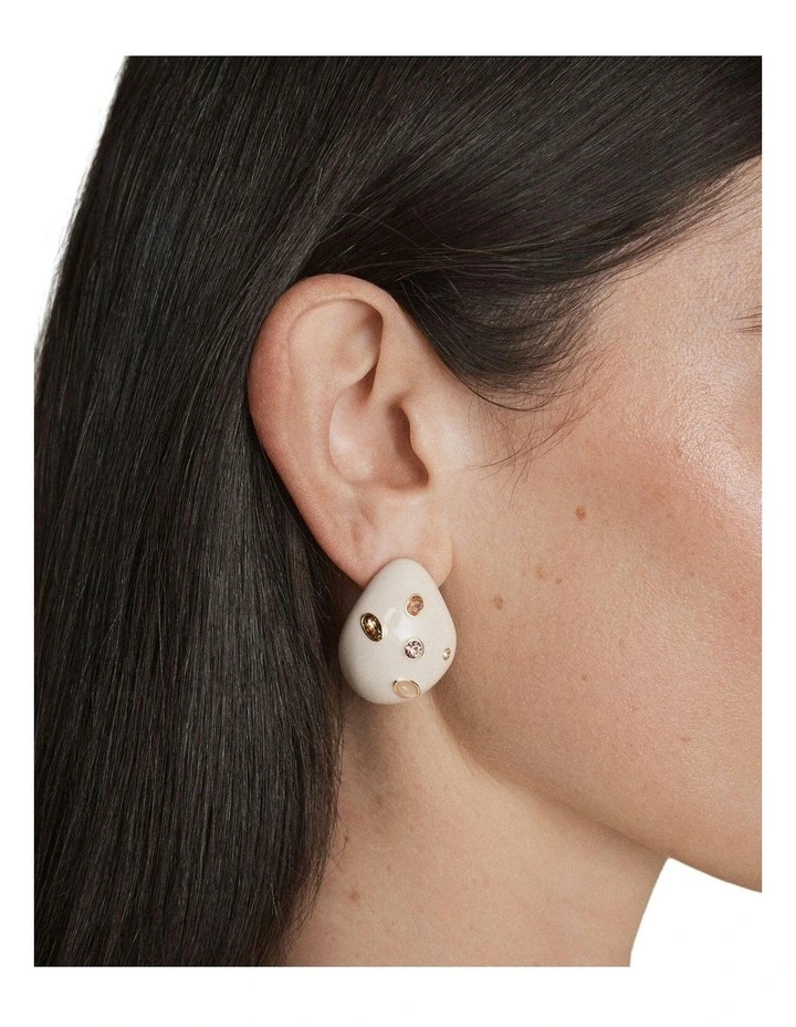 Lumina Large Stud Earrings Ear  in Off White image 4