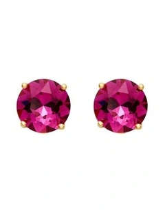Glowy Crystal Stud Earrings Ear  in Fuchsia