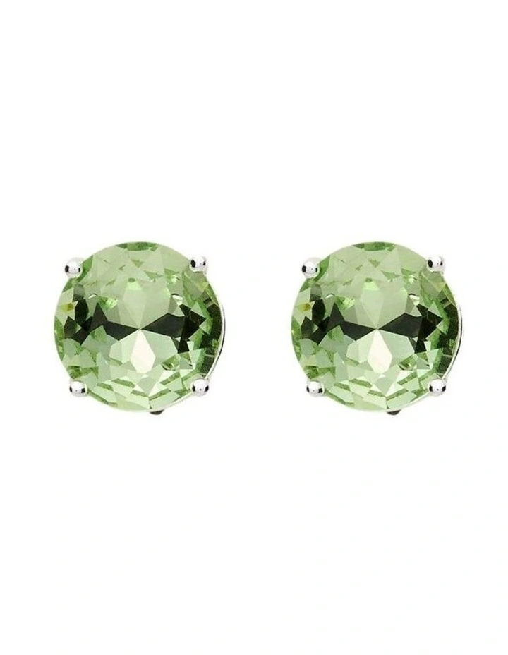 Glowy Crystal Stud Earrings Ear in Mint image 1