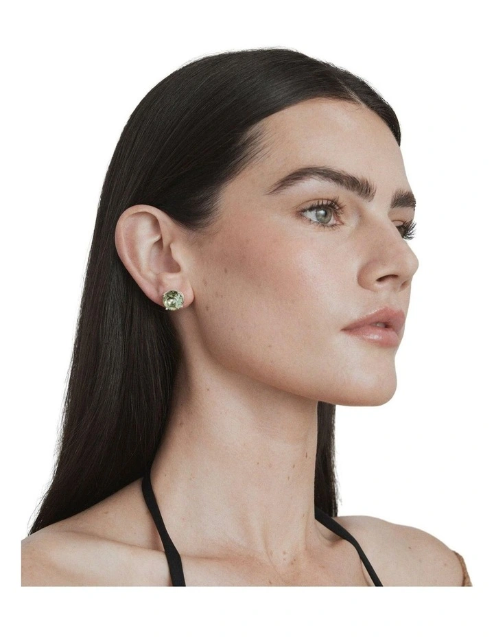 Glowy Crystal Stud Earrings Ear in Mint image 2