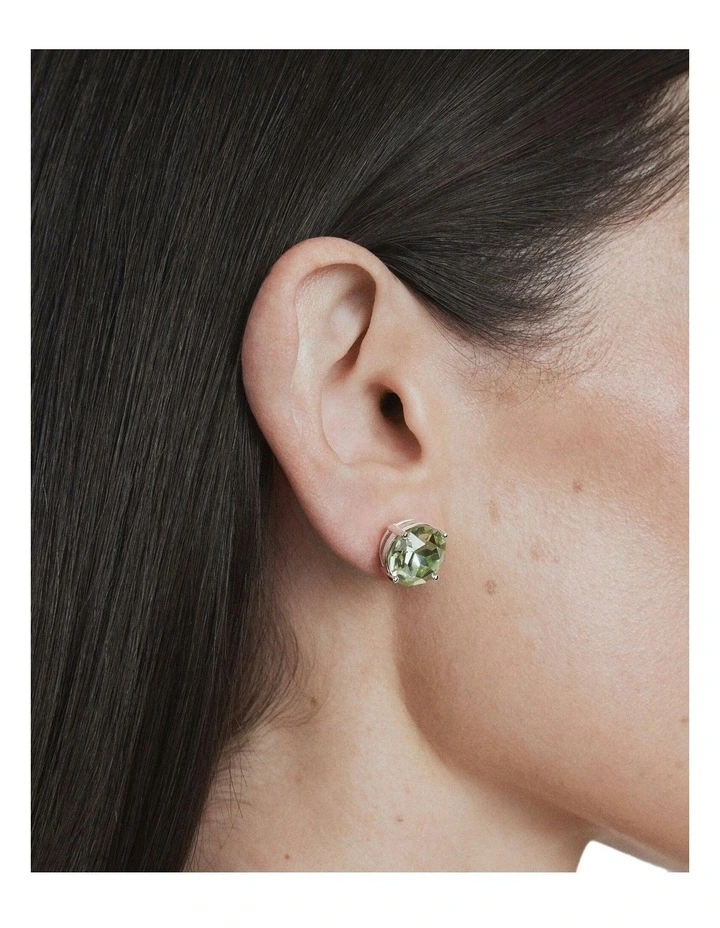 Glowy Crystal Stud Earrings Ear in Mint image 4