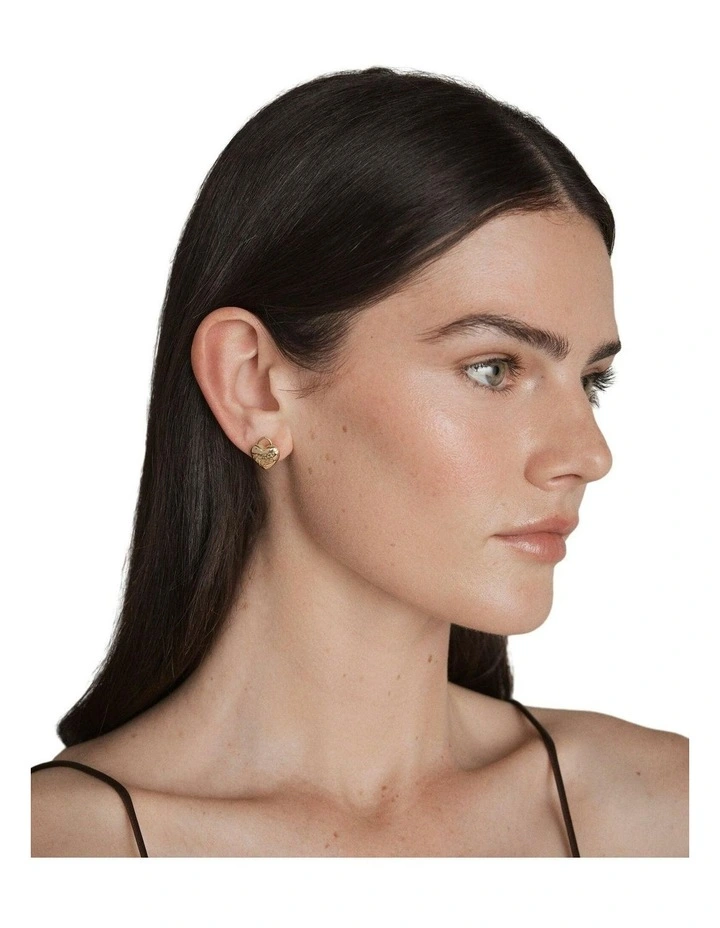 Love Bound Stud Earrings Ear in Gold image 2